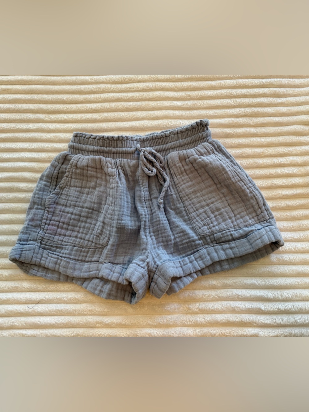 Aeropostale Blue Cotton Gauze Drawstring Shorts